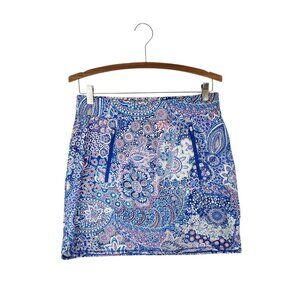 Talbots Everyday Stretch Skort Small Blue Dreamy Paisley Pull On NWT New